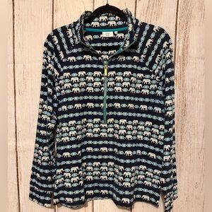Crown & Ivy Beach Navy Blue Elephant Print Quarter-Zip
Pullover Sweatshirt L